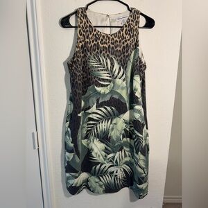 Tommy Bahama Sleeveless Leopard Print Shift Mini Dress Womens Size Small